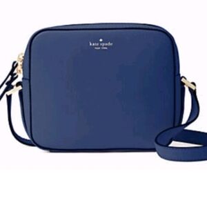 Kate Spade Blue Crossbody Bag Stefano Leather Silvertone Hardware Euc